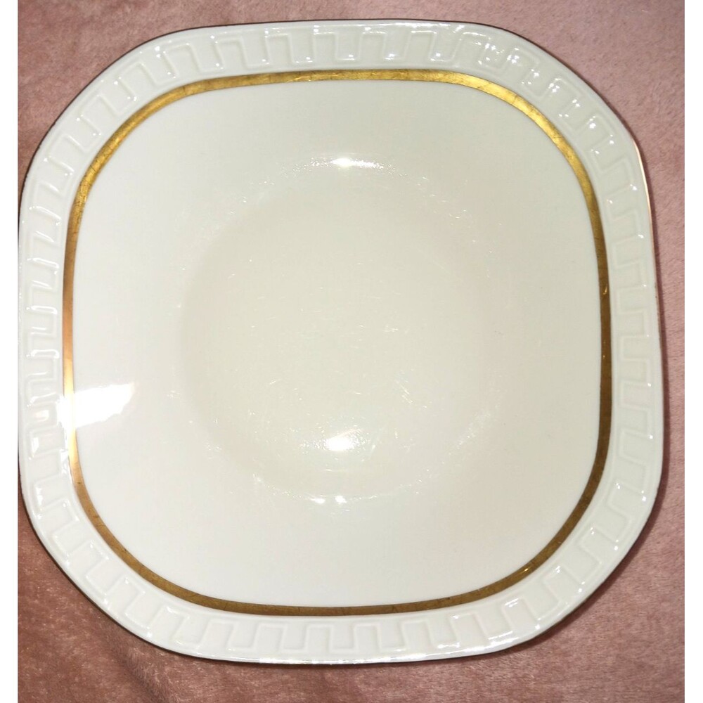 Wawel Poland Set of 4 1960’s Square Tiara Salad Plates and Bowls Gold Gilt Vtg